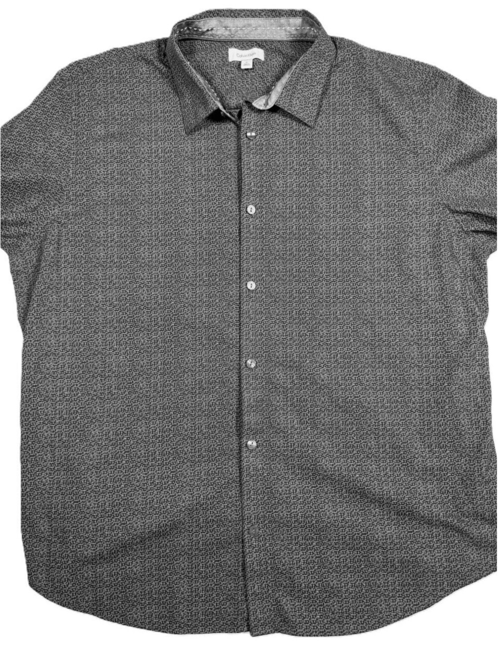 Calvin Klein Men's Short Sleeve Shirt XL Black Geometric Line Pattern